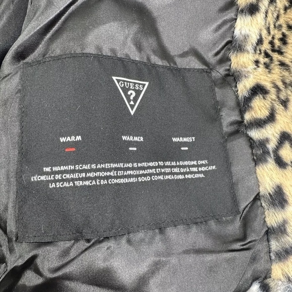 Guess Delvey Faux Fur 3 Button up Jacket NWT Ladies SZ L Animal Cheetah Print - Picture 7 of 8